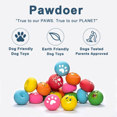Pawdoer Squeaky Dog Toy Ball in bright colors for high visibility indoors and outdoors.