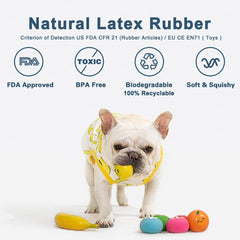 Pawdoer Squeaky Dog Toy Ball made of soft latex for gentle mouth contact.