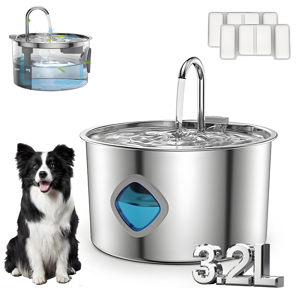 Yaslayp Pawdrate water fountain shows 3.2L capacity for fewer refills and steady hydration