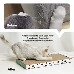 PAWSFANS heavy-duty corrugated scratcher close-up emphasizes resilience and cat-friendly textures