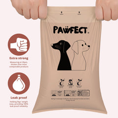 Pawfect standards label showing ASTM D6400 EN 13432 compliance