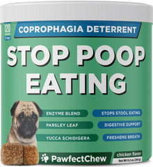 PAWFECTCHEW coprophagia deterrent packaging highlights USA-made formula for safer, cleaner homes.