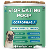PAWFECTCHEW packaging image showing no-poop-eating chews for easy daily use.