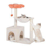 Pawfessor Flower Cat Tree, 34-inch height, offers roomy lounging space for indoor cats.