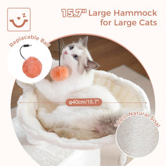 Pawfessor Flower Cat Tree hammock close-up showing large 15.7-inch lounge area.