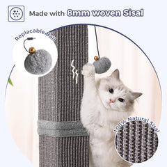 Pawfessor square base grey with plush fabric enhances comfort during scratching sessions.