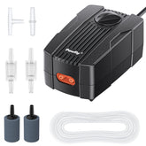 Pawfly aquarium air pump front view shows compact design for steady aeration in 10–60 gallon tanks.