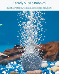 Pawfly air stone disc bubbler in use producing dense bubbles in a tank
