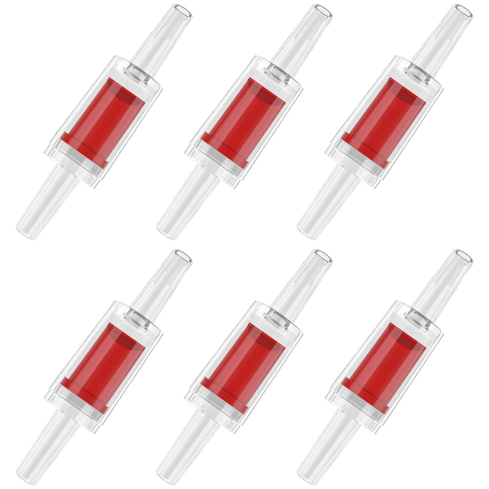 Pawfly aquarium check valves six-pack closeup showing backflow protection for reliable aeration.