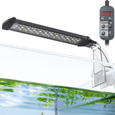 Pawfly aquarium LED light clip-on showing full spectrum illumination for vibrant fish display