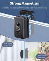 Pawfly Aquarium Magnetic Brush inside-cleaning view highlights inner coarse pad scrubbing tough stains.