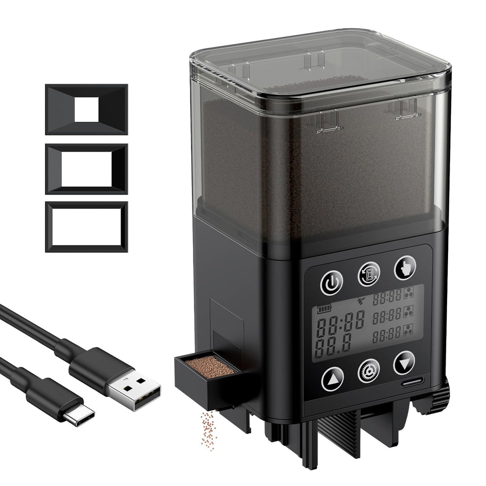 Pawfly automatic aquarium feeder timer display enables precise daily scheduling