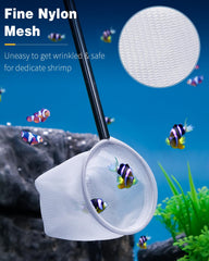 Pawfly extendable stainless steel handle reaches deep tanks for easy reach.