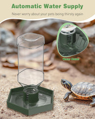 Pawfly reptile terrarium automatic feeder depicts hands-free water supply for busy keepers