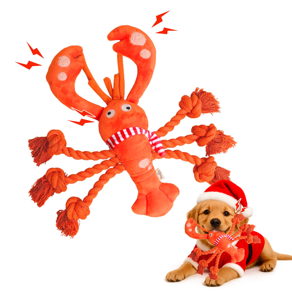Pawfoo Lab lobster dog toy front view promotes durable chewing and play