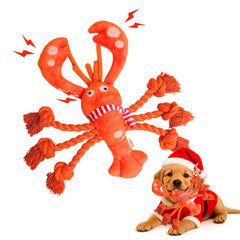 Pawfoo Lab lobster dog toy front view promotes durable chewing and play