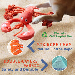 Pawfoo Lab lobster toy for tug and toss strengthens bonding during training.