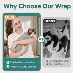 Pawfun cat wrap nail-trim session keeps cat steady for safe claws.