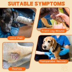 Pawfun dog recovery sleeve left XS in outdoor use protecting wounds during walks.