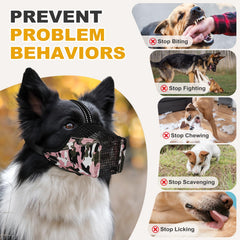 Pawfun Mesh Dog Muzzle adjustable straps provide a secure fit for all sizes.