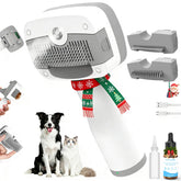 Pawimood Pet Steam Brush front view shows all-in-one grooming with multiple heads for gentle detangling
