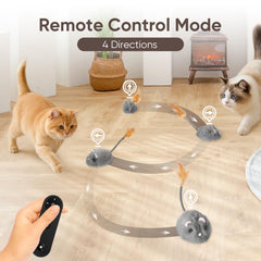 Pawingcat cat mouse toy remote-control side view for dynamic chasing.