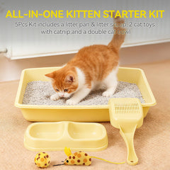 PAWISE cat starter kit double bowl for compact feeding station