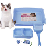 PAWISE small cat litter box blue with low-entry design for easy kitten access.