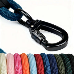 Pawkooly Rope Dog Leash secure metal clip with safety lock