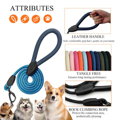 Pawkooly Rope Dog Leash nylon rope, durable design for daily adventures