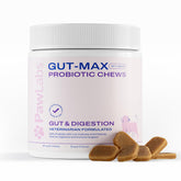 Pawlabs Gut Max Probiotic Chews packaging in duck flavor for digestive support at home