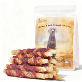 Pawmate Triple Flavor Dog Treats packaging highlights protein-rich ingredients for healthy snacking.