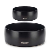 PawMeow ceramic dog bowls in black, 5.5-inch, spill-resistant for tidy meals.