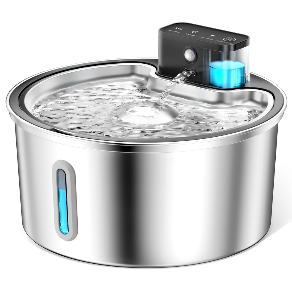 PawPoll wireless cat water fountain front view showing design and accessibility benefits for multiple pets