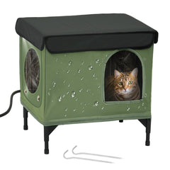 PAWPROVED heated-cat-house-outdoor-escape-door: cozy winter shelter with escape door for quick protection.