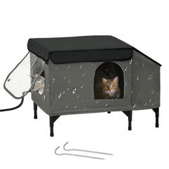 PAWPROVED heated cat house outdoor exterior shows a durable weatherproof shelter.