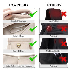 PAWPUBBY pet sling showing soft inner lining for gentle pet support