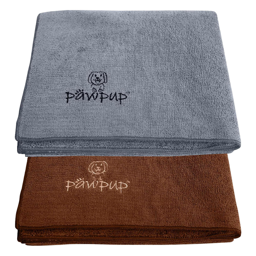 PAWPUP dog towel with absorbent microfiber dries wet fur quickly after bath