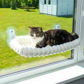 PAWRUSH cat-window-perch cushion close-up shows plush, machine-washable comfort.
