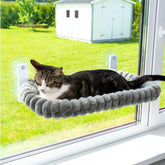 PAWRUSH Cat Window Perch with soft bubble cushion offers cozy resting space and easy cleaning