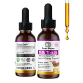 Paws Boom milk-thistle bottle for dogs and cats showing liver support