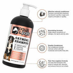 Paws & Pals oatmeal-aloe-turmeric ingredients showcase natural blend for moisturized skin.