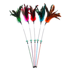 Paws Power cat wand feather-set angle shows motion to spark hunting instincts.