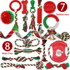 PawsAion rope toys in Christmas colors ideal for tug-of-war