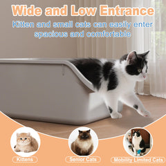 Pawsayes cat litter box anti-scatter shield minimizes litter splash during digging.
