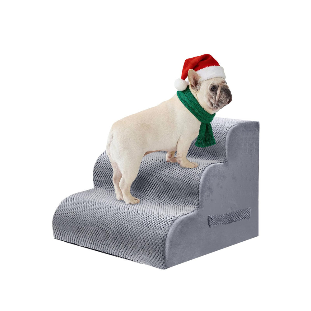 PAWSCART Dog Stairs 17.7-inch height helps pets reach beds safely.