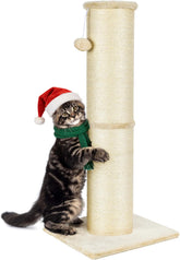 PAWSCRAT cat scratching post 32in front view beige promotes furniture protection and exercise