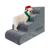PAWSCRAT PAWSCART dog stairs beside bed for easy access.