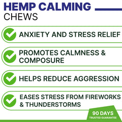 Pawsential Advanced Hemp Calming Treats in hand shows savory chews for stress relief