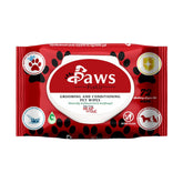 PawsFurUs All-Natural Pet Wipes pack front shows easy grooming at home.